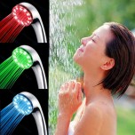 Adjustable LED Light Shower Head Sprinkler Temperature Sensor Bathroom