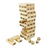 54 Blocks+4 Dices Children Wooden Tumbling Stacking Jenga Tower Block Board Game