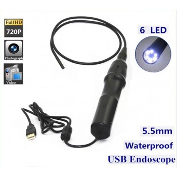 Mini 5.5MM USB/Android endoscope 1.3M HD 1080x720P Camera With 6LED 1.5M USB Cable Car maintenance Camera handheld industrial endoscope