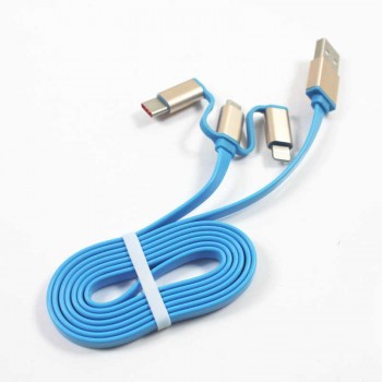 3in1 TPE USB 3 in 1 1M 8-pin Charging Data Transfer Cable For ios Android Typec