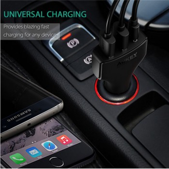 Aukey CC-Y3 Quick Charge USB 3.0 Car Charger with Type-C + Dual AiPower Ports