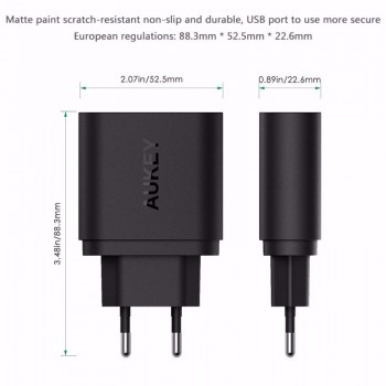 Aukey PA-T9 Quick Charge 3.0 USB Wall Charger EU Plug Qualcomm QC3.0 Mini Auto Travel Charging For iPhone Smartphone