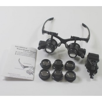 Watch Repair Magnifier 10X 15X 20X 25X LED Double Eye Jeweler Watch Repair Magnifier Glasses Loupe