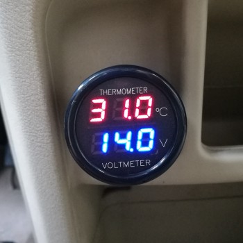 Digital Auto DC 12V 24V Car Thermometer Voltmeter 2 In 1 Temperature Voltage Monitor Red Blue LED Dual Display
