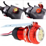 Durable Waterproof Aluminum Alloy Motorcycle USB Charger with Watch and Detachable Mounting Holder for Motorcycle Motorbike