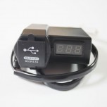 Motorcycle Motorbike Dual USB Charger with LED Digital Display Voltmeter Meter (ZS)