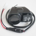 Motocycle 12-24V dual usb charger with voltage and temperature display