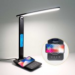 QI Wireless Charging LED Desk Lamp T26 10W With Calendar Temperature Alarm Clock Eye Protect Reading Light Table Lamp 