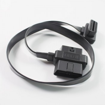 Flat 0.3m/0.6m Thin As Noodle OBDII OBD2 16Pin ELM327 Male To Female Elbow Extension Cable