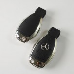 Mercedes Benz 3 button chrom smart key shell with battery clip clamp and blade (European style) S SL ML SLK CLK E   