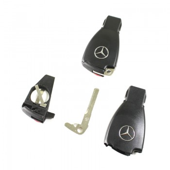 Benz 3 button keyless smart remote key case blank shell cover with battery clip clamp and blade