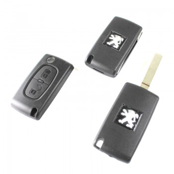 Peugeot 2 button flip remote key shell VA2/HU83(with battery frame)  