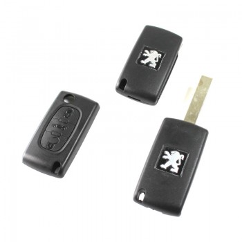 Peugeot 3 button flip key shell VA2/HU83(with battery frame)
