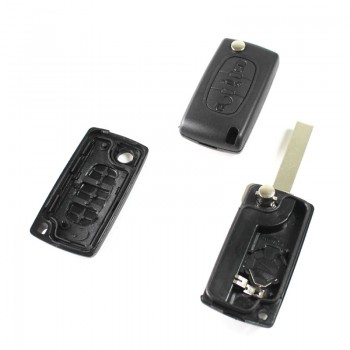 Peugeot 3 button flip key shell VA2/HU83(with battery frame)
