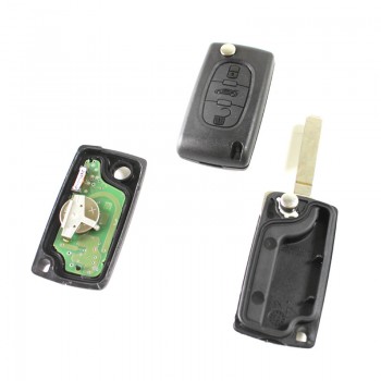 Original Peugeot 3 button flip remote key 433MHZ (without groove and battery frame)